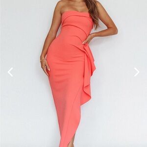 Elegant Coral Strapless Dress